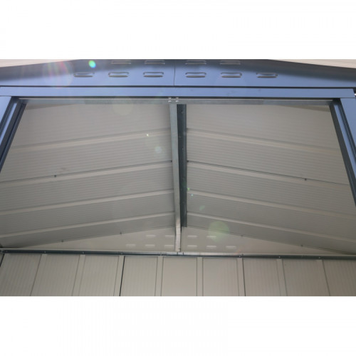 Abri de jardin métal imitation bois 2,48 m² avec kit d’ancrage - anthracite - grande hauteur - Duramax