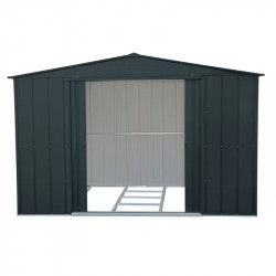 Abri de jardin métal imitation bois 7,75 m² avec kit d’ancrage - anthracite - grande hauteur - Duramax