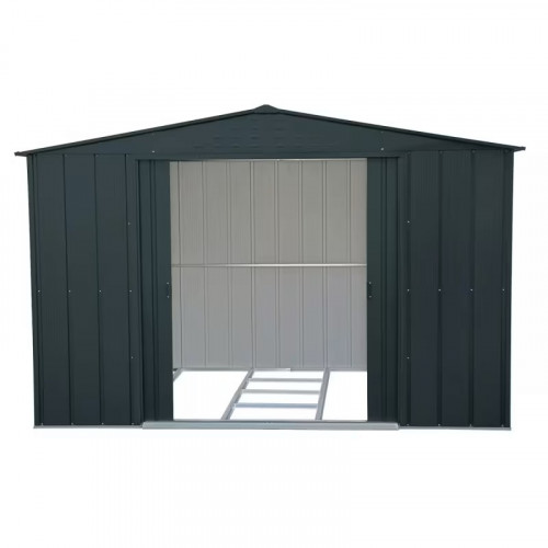 Abri de jardin métal imitation bois 7,75 m² avec kit d’ancrage - anthracite - grande hauteur - Duramax