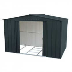 Abri de jardin métal imitation bois 7,75 m² avec kit d’ancrage - anthracite - grande hauteur - Duramax