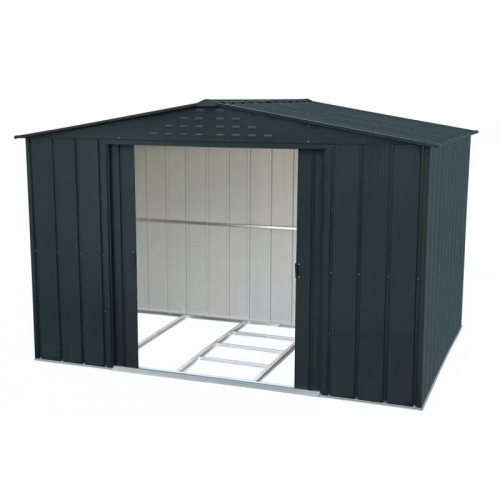 Abri de jardin métal imitation bois 7,75 m² avec kit d’ancrage - anthracite - grande hauteur - Duramax