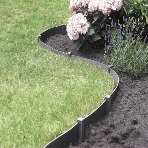 Bordure de jardin flexible grise 10 m - polyéthylène recyclé - hauteur 7,5 cm - NORTENE 