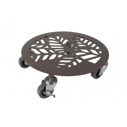 Support à roulettes décoratif brun Ø 30 cm - hauteur 8,5 cm - pour pot de fleurs - NORTENE