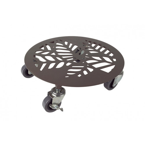 Support à roulettes décoratif brun Ø 30 cm - hauteur 8,5 cm - pour pot de fleurs - NORTENE 
