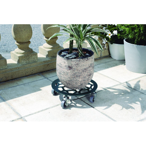 Support à roulettes décoratif ardoise Ø 30 cm - hauteur 8,5 cm - pour pot de fleurs - NORTENE 
