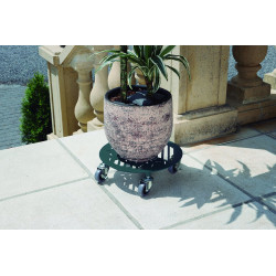 Support à roulettes décoratif bleu vert Ø 30 cm - hauteur 8,5 cm - pour pot de fleurs - NORTENE 