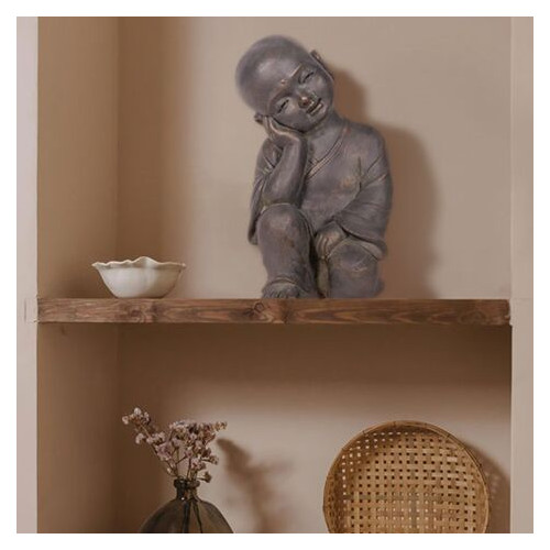 Statue Bouddha Mey grise 41,5 cm - résine - extérieur - NORTENE 