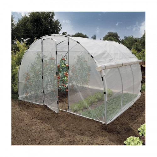 Serre de jardin avec gouttière latérale 3 x 3 x 2 m - acier galvanisé - récupération d’eau - NORTENE 