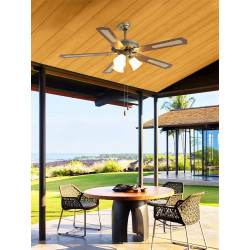Ventilateur de plafond 132 cm bronze antique - 5 pales avec 3 éclairages E27 - DLC Home