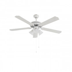 Ventilateur de plafond 132 cm blanc mat - 5 pales avec 3 éclairages E27 de marque DLC Home, référence: B9736400