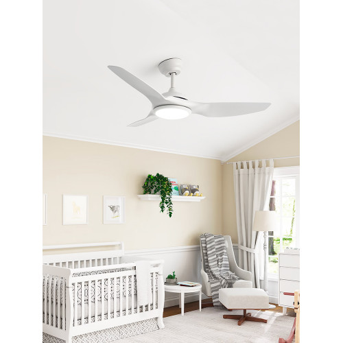 Ventilateur de plafond 76 cm nickel satiné - 6 pales avec éclairage E27 - DLC Home