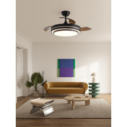 Ventilateur de plafond 107 cm noir mat - 3 pales avec LED tricolores et télécommande - DLC Home