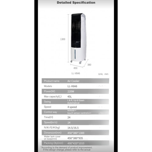 Rafraîchisseur d’air 45 L noir et blanc - débit 4500 m³/h avec télécommand - DLC Home