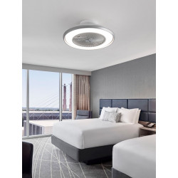 Ventilateur plafonnier 56 cm blanc mat - 8 pales avec LED 36 W et télécommande - DLC Home