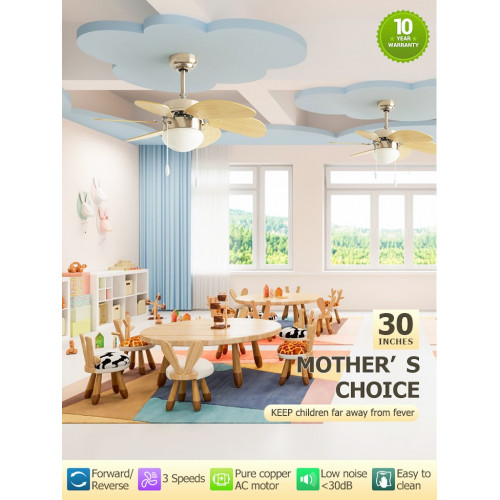 Ventilateur de plafond 107 cm blanc - pales transparentes avec LED 28 W et télécommande - DLC Home