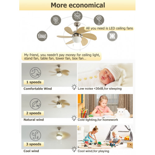 Ventilateur de plafond 107 cm blanc - pales transparentes avec LED 28 W et télécommande - DLC Home