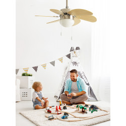Ventilateur de plafond 107 cm blanc - pales transparentes avec LED 28 W et télécommande - DLC Home