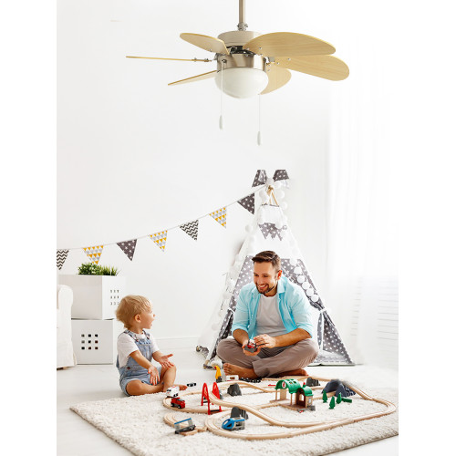 Ventilateur de plafond 107 cm blanc - pales transparentes avec LED 28 W et télécommande - DLC Home