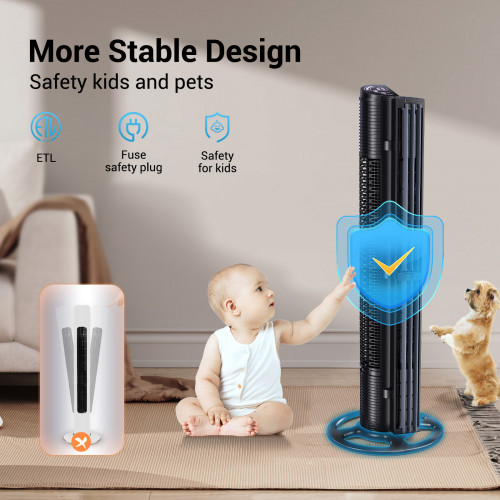 Ventilateur colonne 40 pouces noir - écran LED avec télécommande - DLC Home