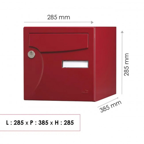 Boîte aux lettres normalisée - 1 porte extérieur - Animation - acier rouge basque - RENZ