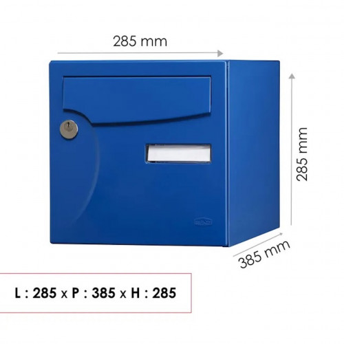 Boîte aux lettres normalisée - 1 porte extérieur - Animation - acier bleu breton - RENZ
