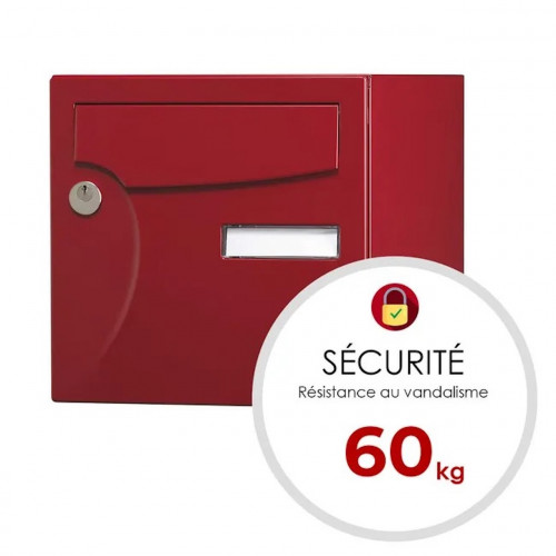 Boîte aux lettres normalisée - 2 portes extérieur - Animation - acier rouge basque - RENZ