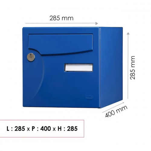 Boîte aux lettres normalisée - 2 portes extérieur - Animation - acier bleu breton - RENZ