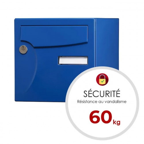 Boîte aux lettres normalisée - 2 portes extérieur - Animation - acier bleu breton - RENZ