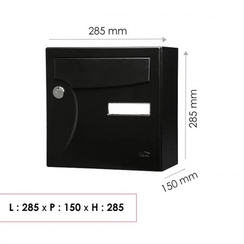 Boîte aux lettres compacte - 1 porte extérieur - Animation acier noir mat - RENZ