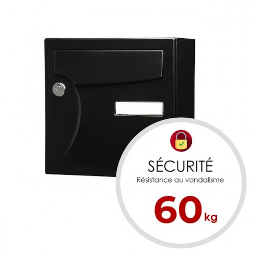 Boîte aux lettres compacte - 1 porte extérieur - Animation acier noir mat - RENZ