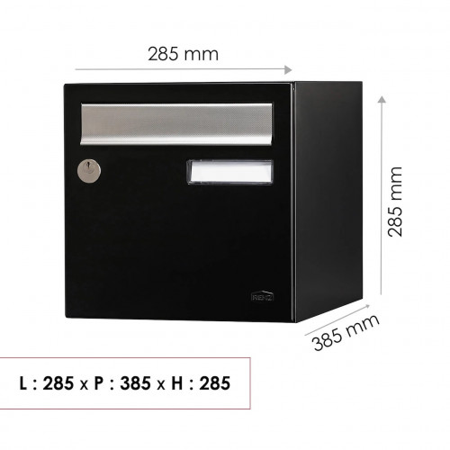 Boîte aux lettres - 1 porte extérieur - Allure - acier noir mat - RENZ