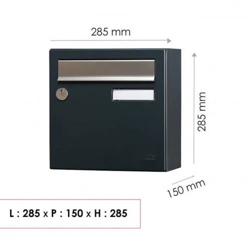 Boîte aux lettres compacte - 1 porte extérieur - Allure - acier anthracite mat - RENZ