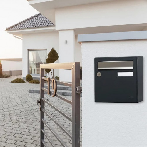 Boîte aux lettres compacte - 1 porte extérieur - Allure - acier anthracite mat - RENZ