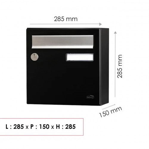 Boîte aux lettres compacte - 1 porte extérieur - Allure - acier noir mat - RENZ