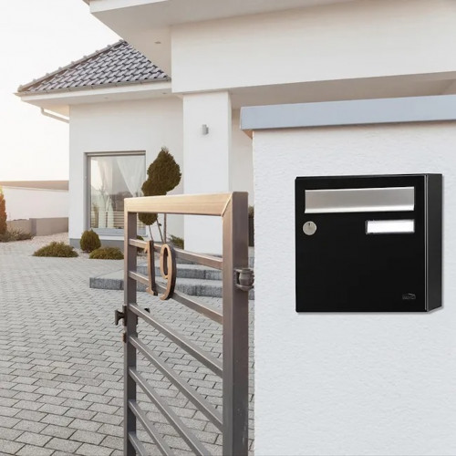 Boîte aux lettres compacte - 1 porte extérieur - Allure - acier noir mat - RENZ