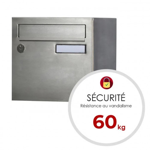 Boîte aux lettres normalisée 1 porte extérieur - Rivage - inox - RENZ