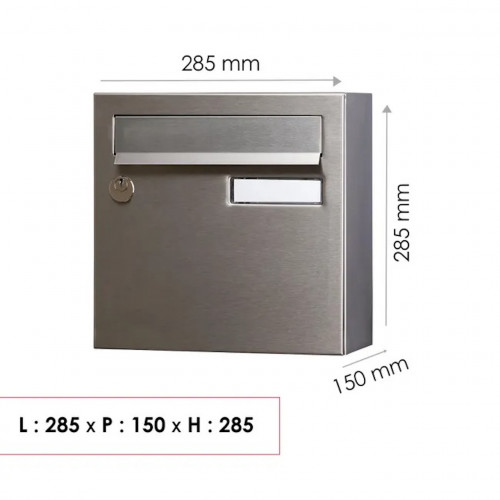 Boîte aux lettres compacte 1 porte extérieur - Rivage - acier inoxydable gris - RENZ