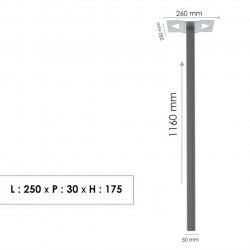 Kit de fixation - H.116 x l.33 x P.5 cm - gris - RENZ