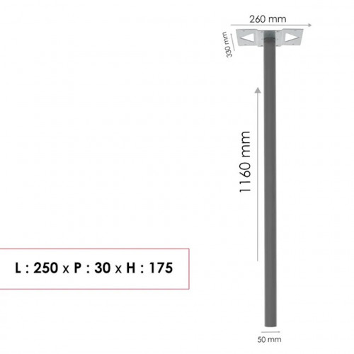 Kit de fixation - H.116 x l.33 x P.5 cm - gris - RENZ