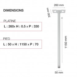 Pied elliptique - Blanc crème - RAL 9010M - RENZ