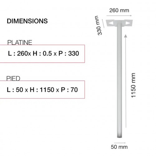 Pied elliptique - Blanc crème - RAL 9010M - RENZ