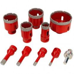 Coffret de couronnes diamantées DTBKS6-68 - 10 pièces - mandrin M14 - Holzmann