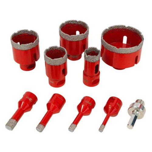 Coffret de couronnes diamantées DTBKS6-68 - 10 pièces - mandrin M14 - Holzmann