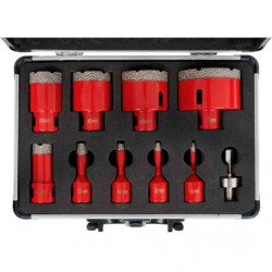 Coffret de couronnes diamantées DTBKS6-68 - 10 pièces - mandrin M14 - Holzmann