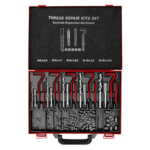 Kit de réparation de filetage hélicoïdal GRSM5-12 - M5 à M12 - coffret atelier - Holzmann