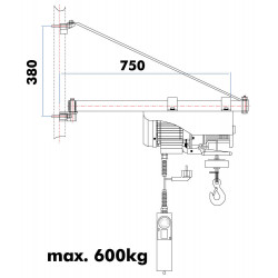 Bras de levage - SA600750 - portée 750 mm - charge maximale 600 kg - Holzmann