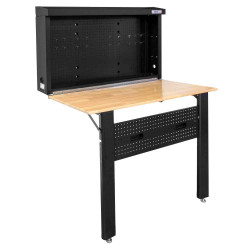 Établi mural pliable 120 x 60 cm - panneau perforé avec 20 crochets - Holzmann