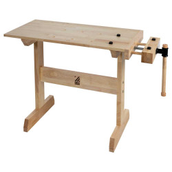 Établi enfant en bois 800 x 400 mm - avec presse d’établi et 4 butées de marque Holzmann, référence: B9757300