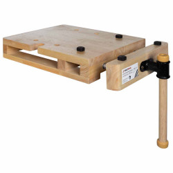 Établi mobile avec étau 360 x 300 mm - plateau bois et poignée de transport - Holzmann