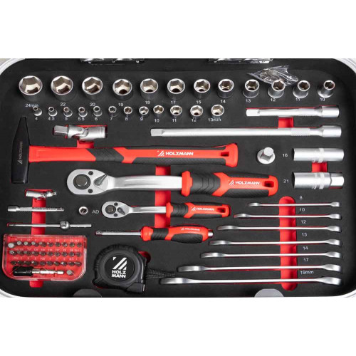Coffret à outils trolley - WZK167PRO - 167 pièces - poignée télescopique - Holzmann